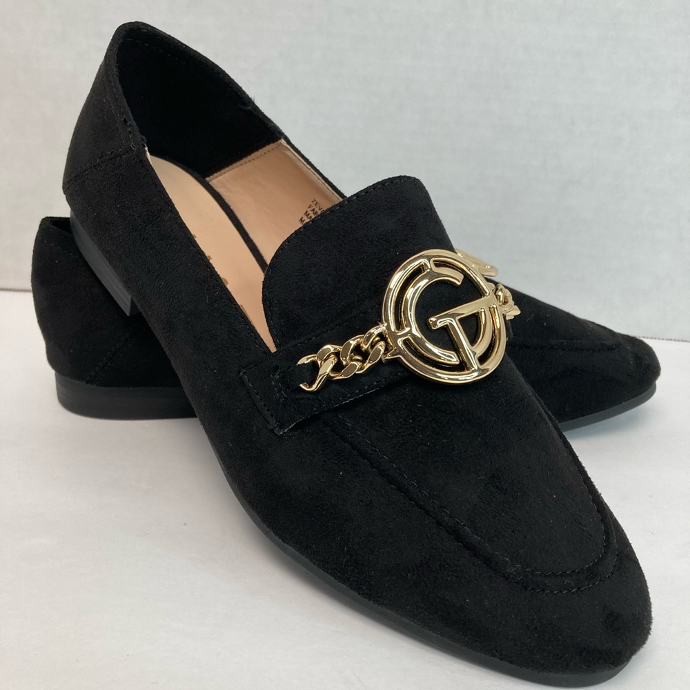 Tahari Black Flats with Sophisticated Gold Detail